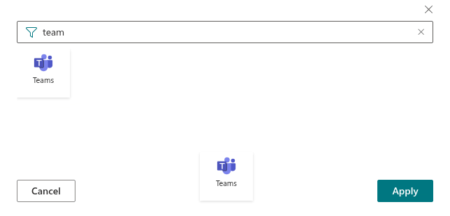 The Select icon panel with a search applied