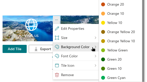 The Background image item in the Background Color menu