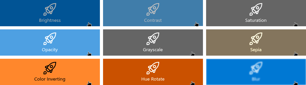 The nine effects at typical strengths