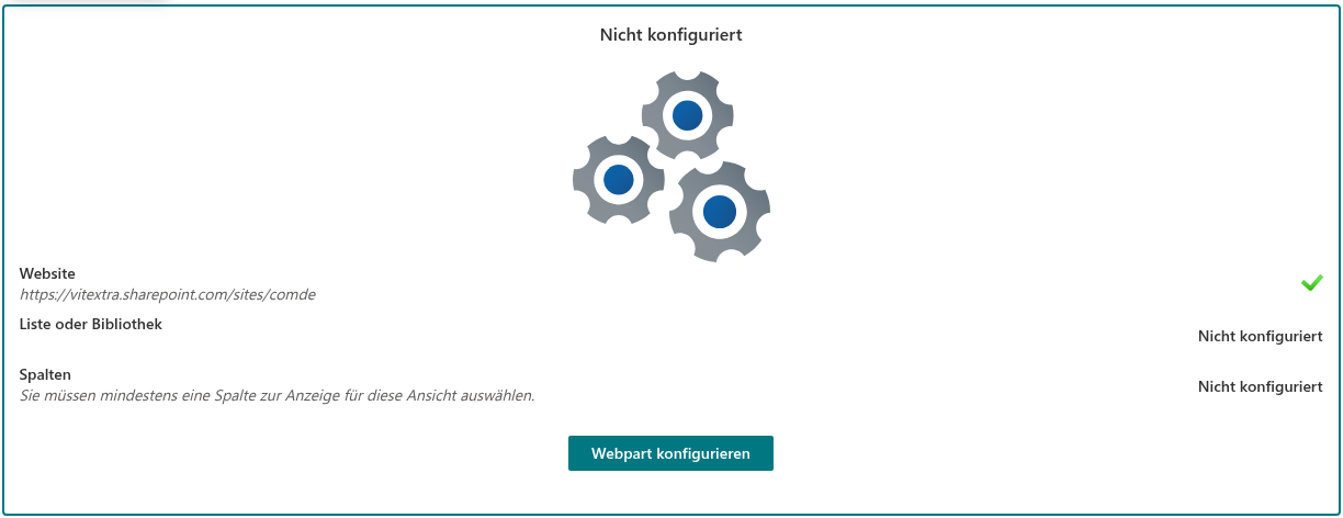 Die Konfigurations-Checkliste des Webparts