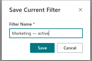 The Save Current Filter dialog
