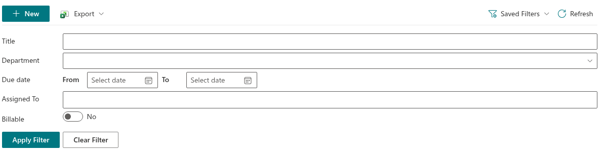 The filter pane with several controls