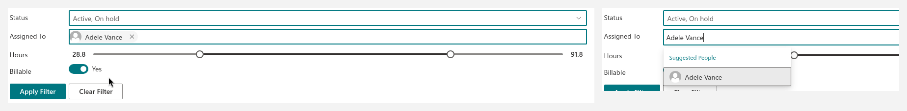 Picker, slider and toggle controls
