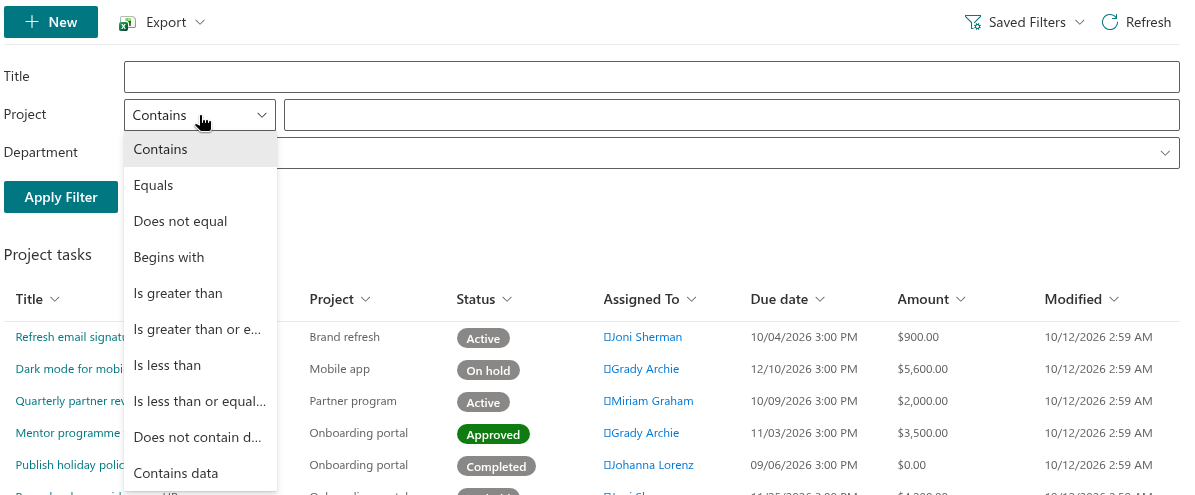The Text and Text (with options) controls