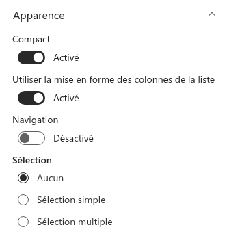 Le bouton bascule Compact dans le groupe Appearance