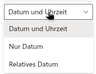 Anzeigeformate einer Spalte „Datum und Uhrzeit"