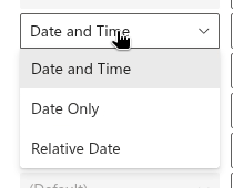 Display formats of a Date and Time column