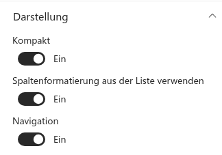 Die Option „Spaltenformatierung aus der Liste verwenden"