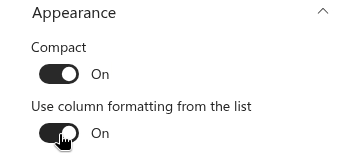 The Use column formatting from the list option