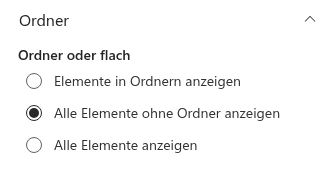 Die Gruppe „Ordner" des Eigenschaftenbereichs