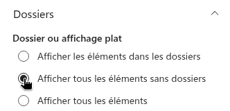 Le groupe Folders du volet des propriétés