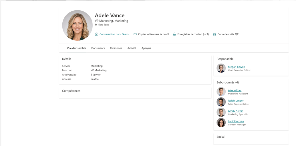 Le composant WebPart Employee Details sur une page SharePoint