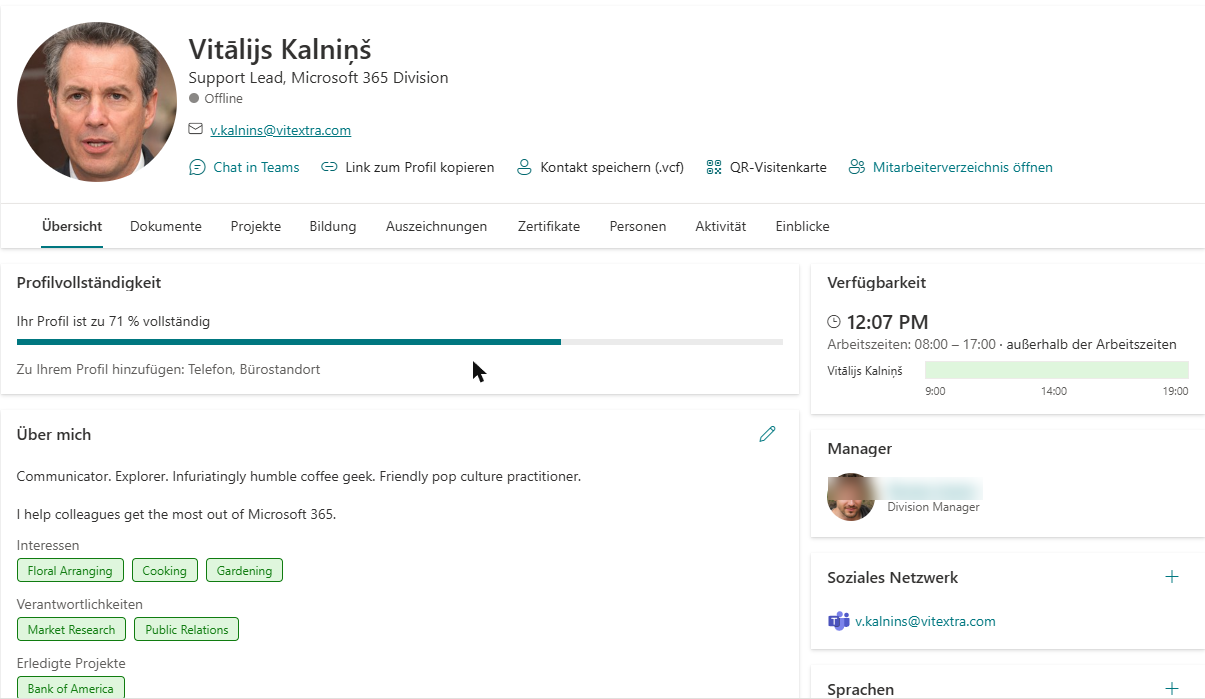 Eine Employee Details Seite