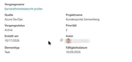 Der Bereich „Details“ für eine Azure-DevOps-Aufgabe