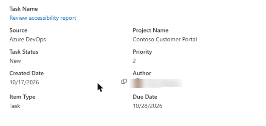 The Details panel for an Azure DevOps task