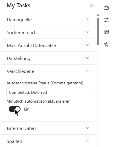 Das Feld „Ausgeschlossene Status (Komma getrennt)“
