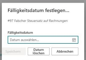 Der Dialog „Fälligkeitsdatum festlegen“