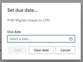 The Set due date dialog
