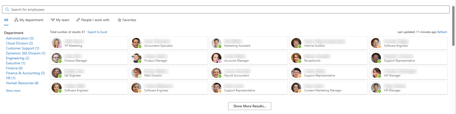 The configured web part on a page