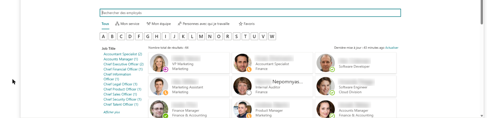 Le composant WebPart configuré sur une page