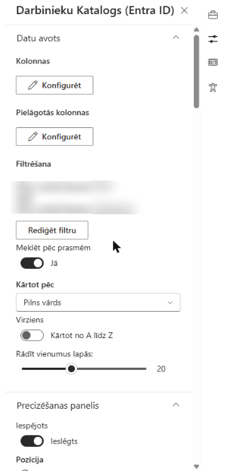 Grupa «Datu avots» ar avotu «Lietotāja profili»