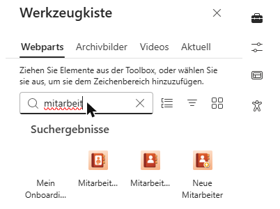 Employee Directory in der Webpart-Toolbox