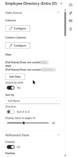 The Data Source group of the property pane
