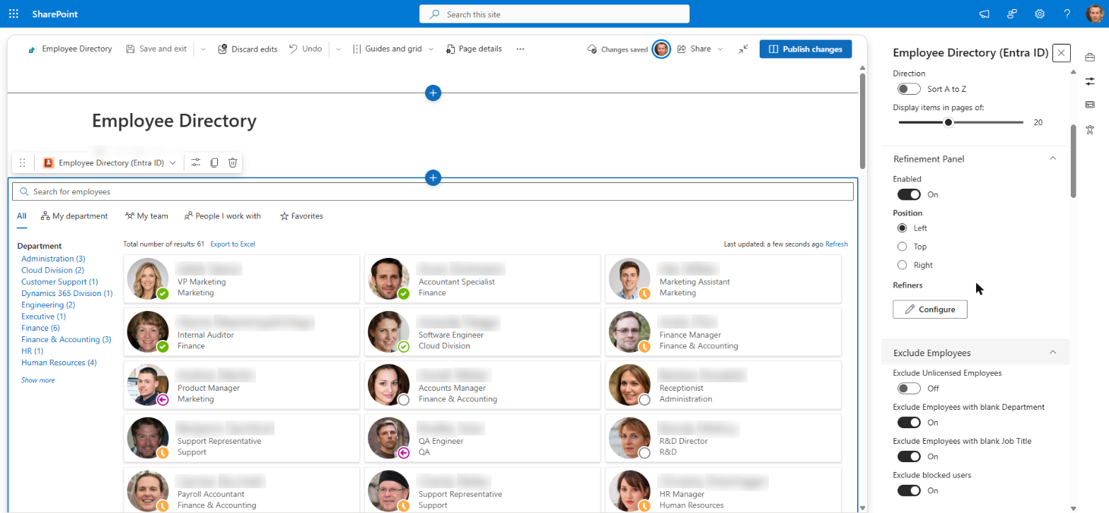 The Refinement Panel group in the web part settings