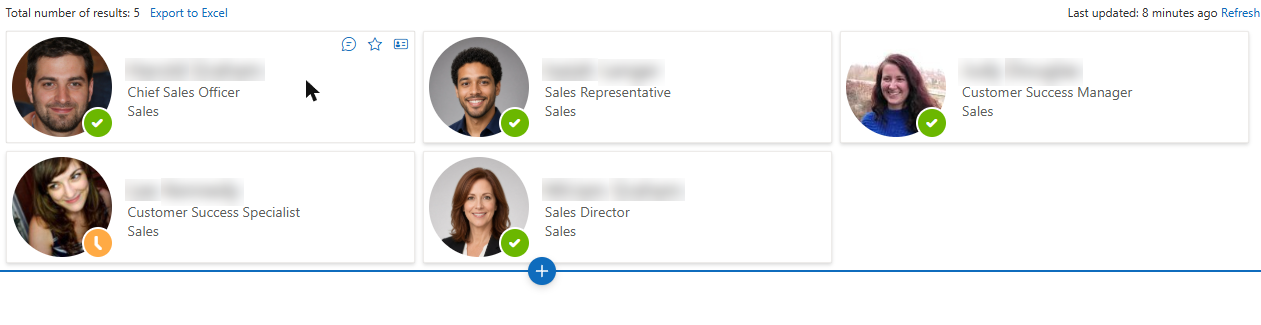 Quick actions on an employee card
