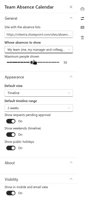 The General group of the property pane with the scope drop-down open