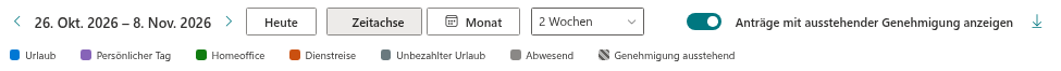Die Legende des Team Absence Calendar