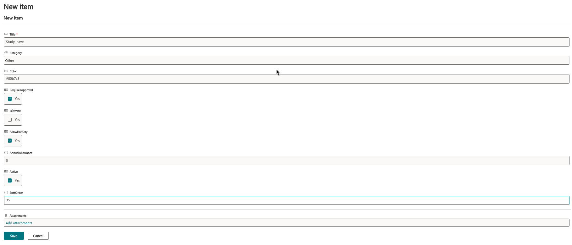 A new absence type in the AbsenceTypes list