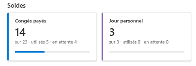 Cartes de solde dans My Absences