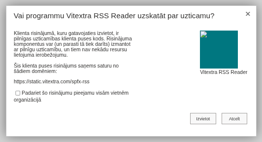 Panelis Iespējot lietotni ar atlasītu izvietošanu visā nomniekā