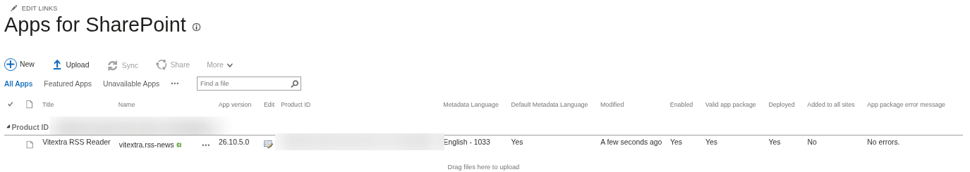 The Apps for SharePoint library of a site collection app catalog