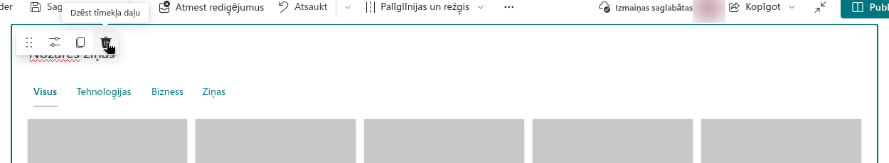 Tīmekļa daļas dzēšana no lapas