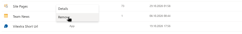 Removing an app from a site