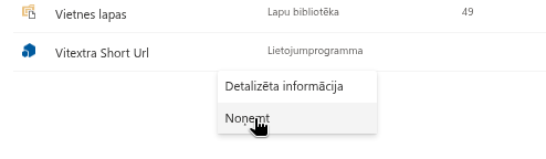 Lietotnes noņemšana no vietnes