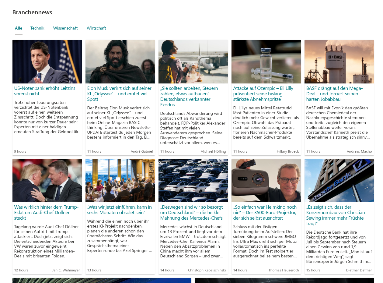 Das Layout „Karten“