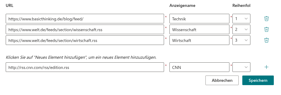 Der Bereich „Quellen“