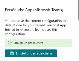 Speichern der Standardkonfiguration für die persönliche Teams-App
