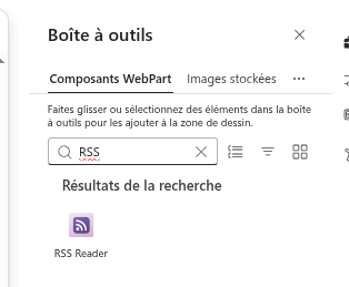 Ajout de RSS Reader depuis la boîte à outils