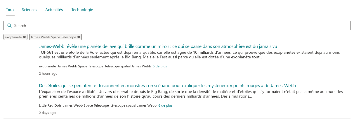 Filtrage par deux catégories