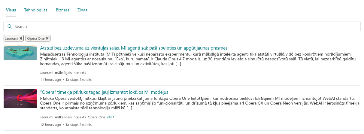 Filtrēšana pēc divām kategorijām