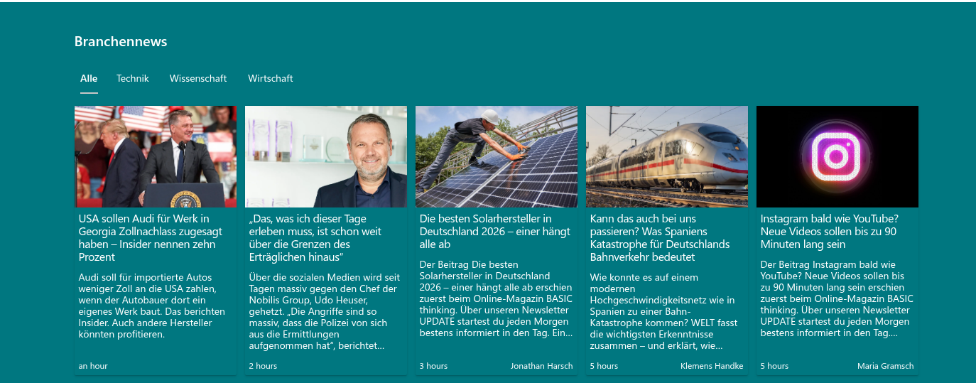 Karten in einem Abschnitt mit kräftigem Hintergrund