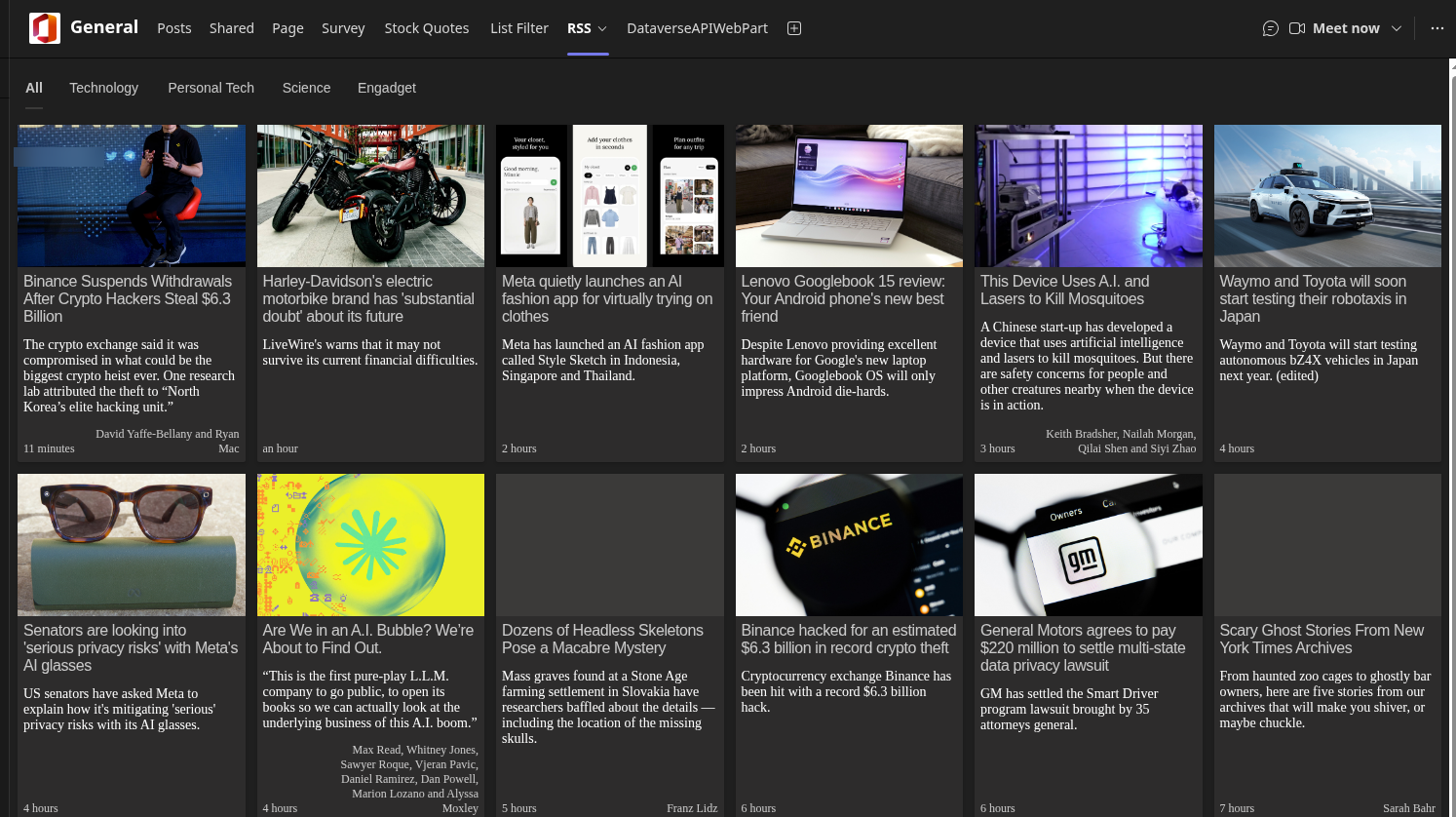 RSS Reader as a channel tab