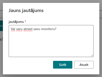 Jautājuma uzdošana