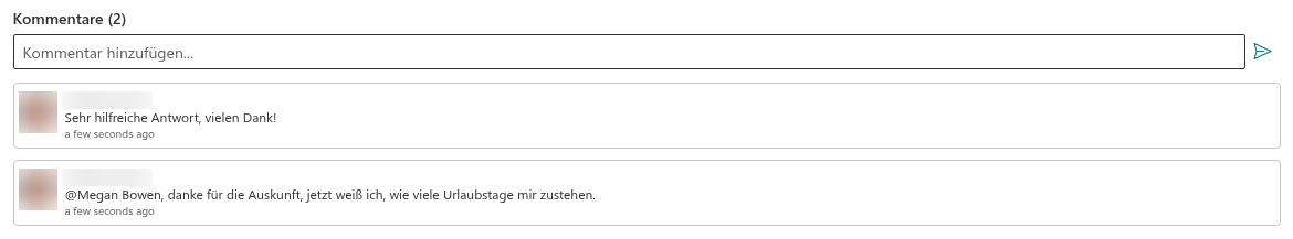 Kommentare zu einer Frage
