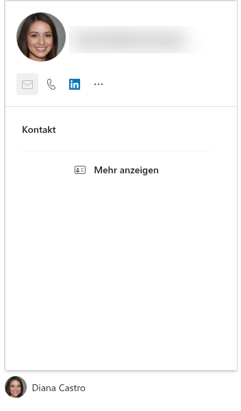 Die Kontaktperson mit der Live-Profilkarte