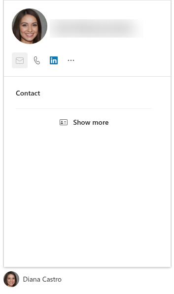 The contact person with the live profile card